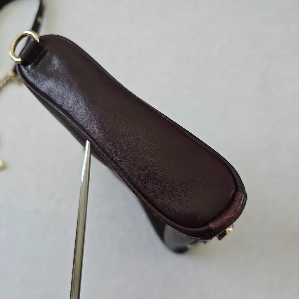 Rebecca Minkoff Maroon Leather Crossbody Bag Gold Chain Strap Zipper FLAW